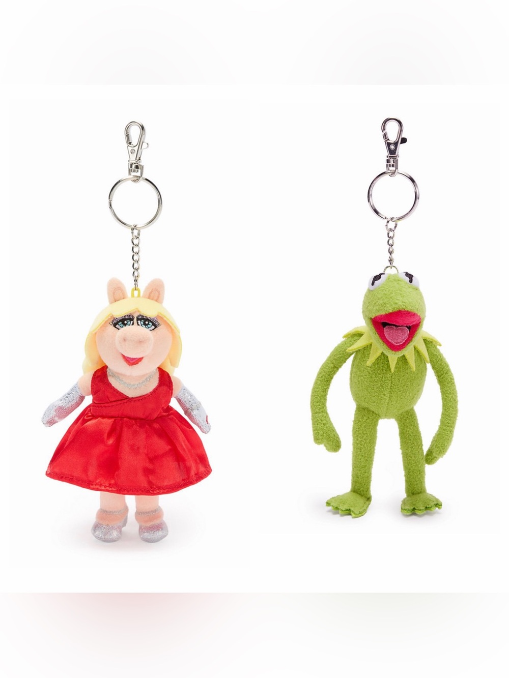 Disney Miss Piggy & Kermit Plush Keychain Duo - Red & Green